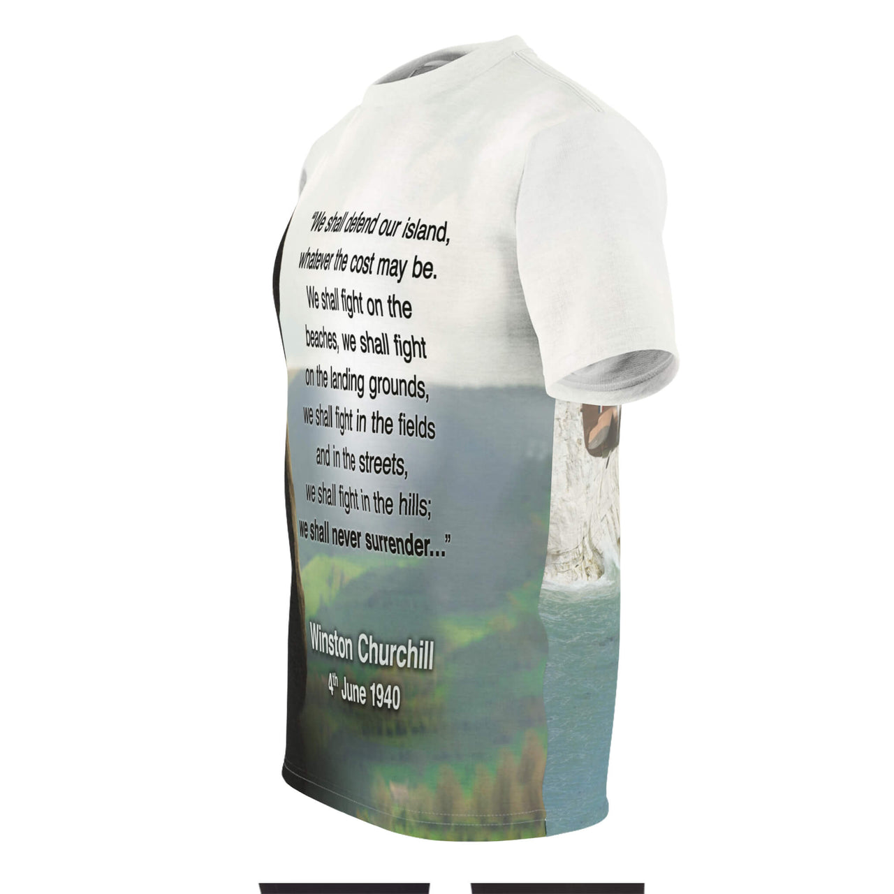 We Shall Defend Our Island - Winston Churchill Quote - Men's AOP Cut & Sew Tee