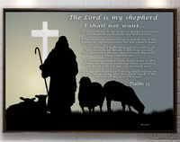 Thumbnail for Psalms 23 - Shephard Guards His Flock - Faith Art Canvas Print