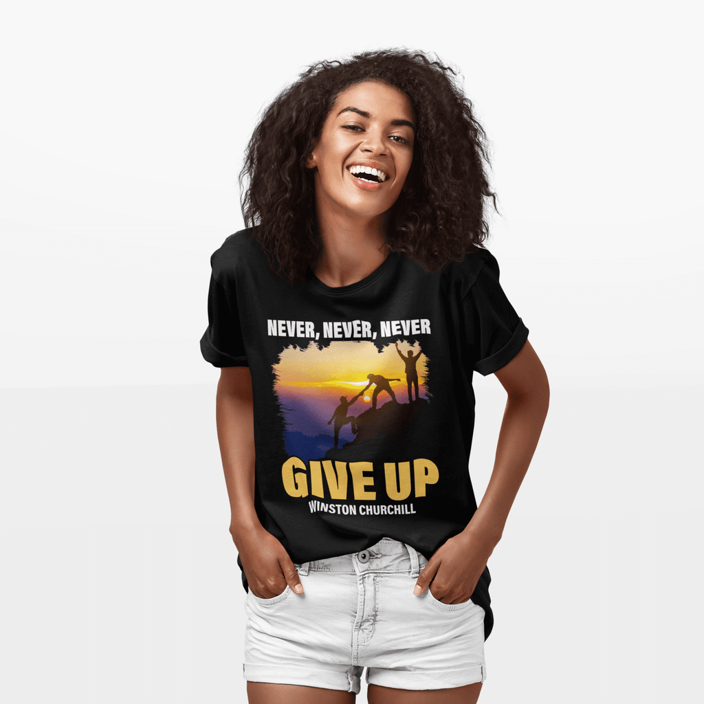 Never, Never, Never Give Up - Winston Churchill Quote - Women's Vintage Tee
