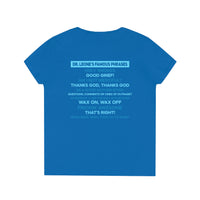 Thumbnail for Ladies' V-Neck T-Shirt - Oceanside 70 - Blue Flat Back