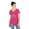 Ladies' V-Neck T-Shirt - Oceanside 70 - Alternating Color Ribbon Back