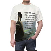Thumbnail for We Shall Defend Our Island - Winston Churchill Quote - Men's AOP Cut & Sew Tee