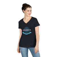Thumbnail for Ladies' V-Neck T-Shirt - Oceanside 70 - Flat Alternating Color Back
