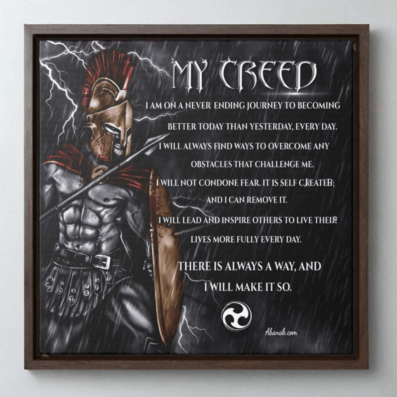 My Creed Spartan Warrior Motivational Wall Art | Framed Canvas Print