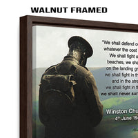 Thumbnail for We Shall Never Surrender - Winston Churchill Quote - Framed Canvas Print