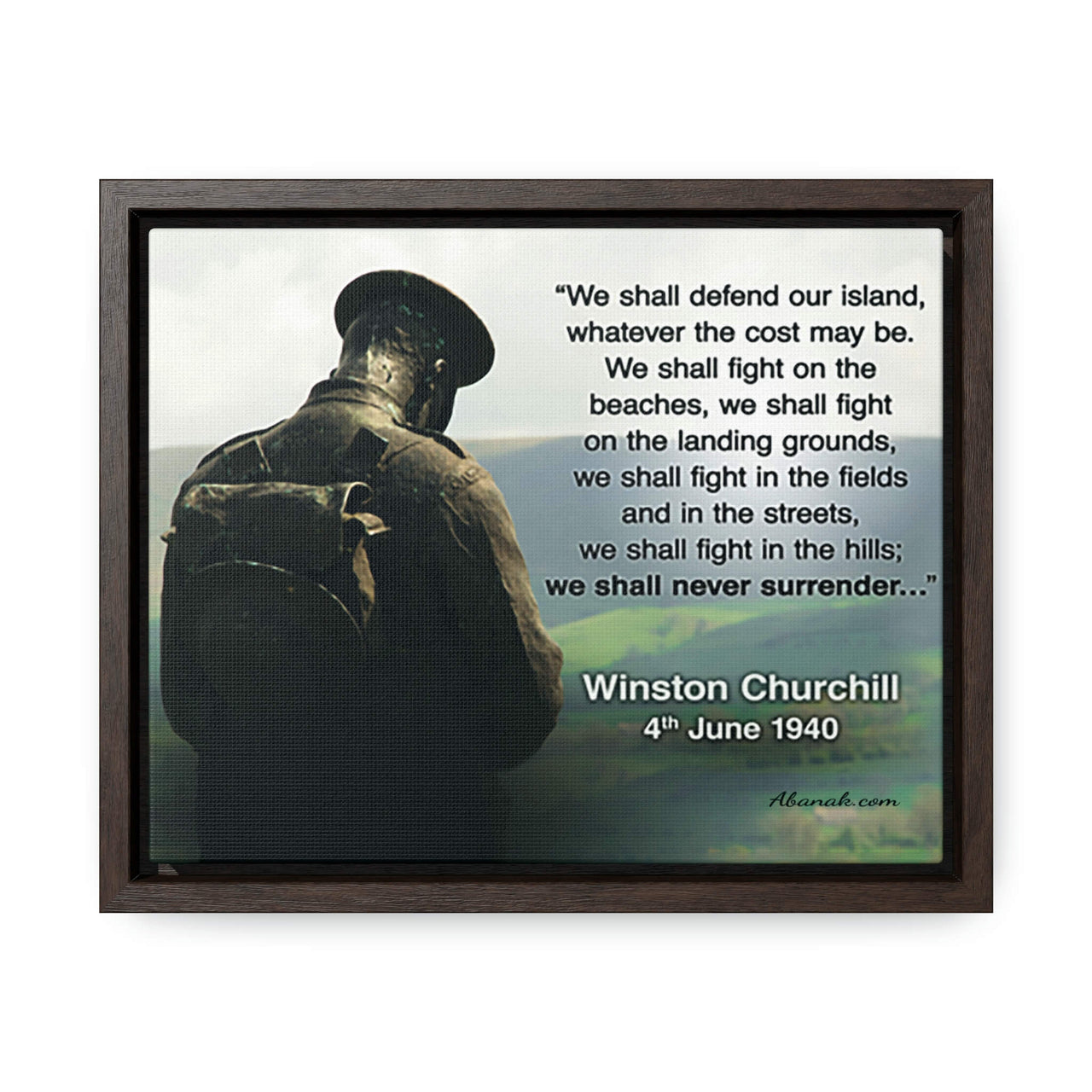 We Shall Never Surrender - Winston Churchill Quote - Canvas Print