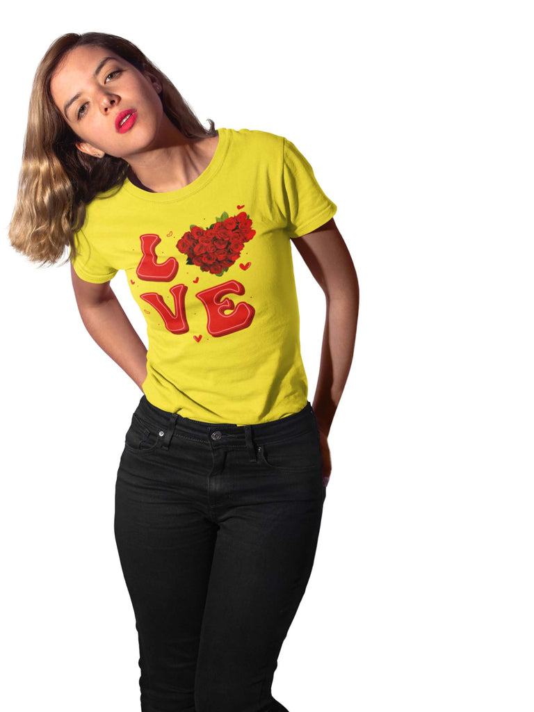 Heart Full of Love and Roses Women's Boyfriend Tee - Perfect Valentines Day Gift | Abanak