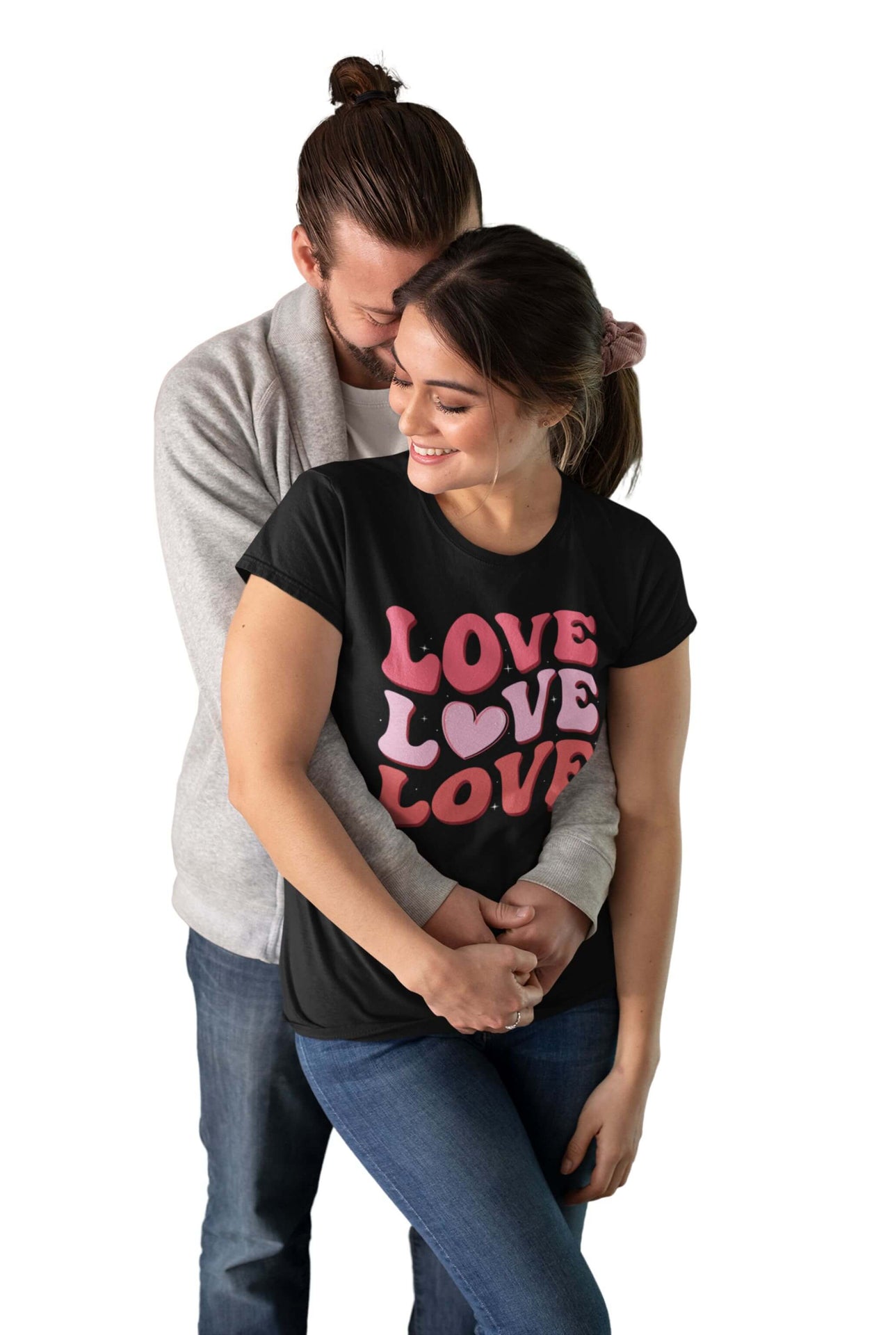 Three Times The Love With A Heart - Women's Boyfriend Tee - Valentines Day Gift - Meaningful Gift for Her