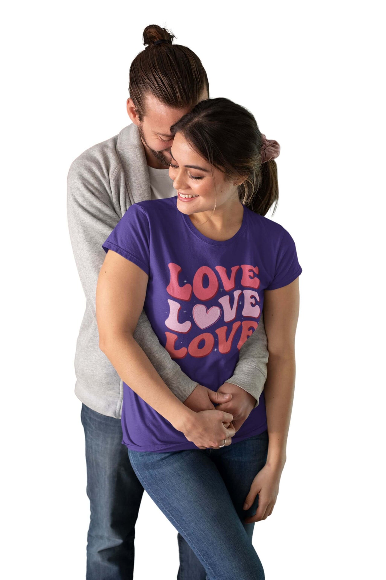 Three Times The Love With A Heart - Women's Boyfriend Tee - Valentines Day Gift - Meaningful Gift for Her