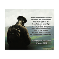 Thumbnail for We Shall Never Surrender - Winston Churchill Quote - Gallery Wrapped Canvas Print