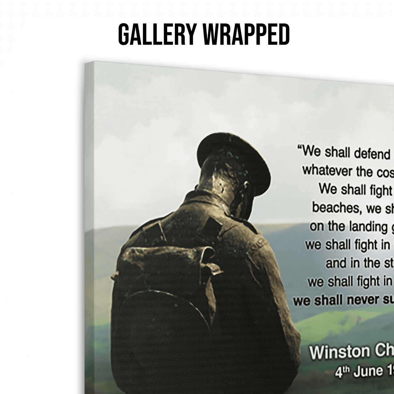 We Shall Never Surrender - Winston Churchill Quote - Canvas Print