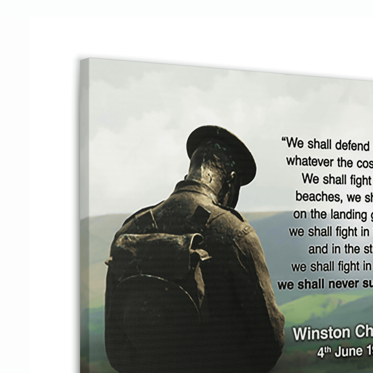We Shall Never Surrender - Winston Churchill Quote - Gallery Wrapped Canvas Print