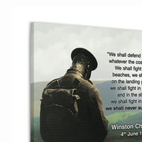 Thumbnail for We Shall Never Surrender - Winston Churchill Quote - Gallery Wrapped Canvas Print