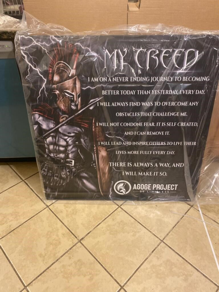 Motivational Canvas - "My Creed" -Spartan Warrior - Agoge Project Version