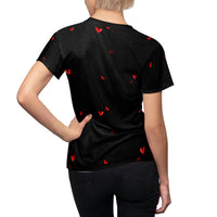 Thumbnail for Love with Flowers in Black - Women's AOP Cut & Sew Tee