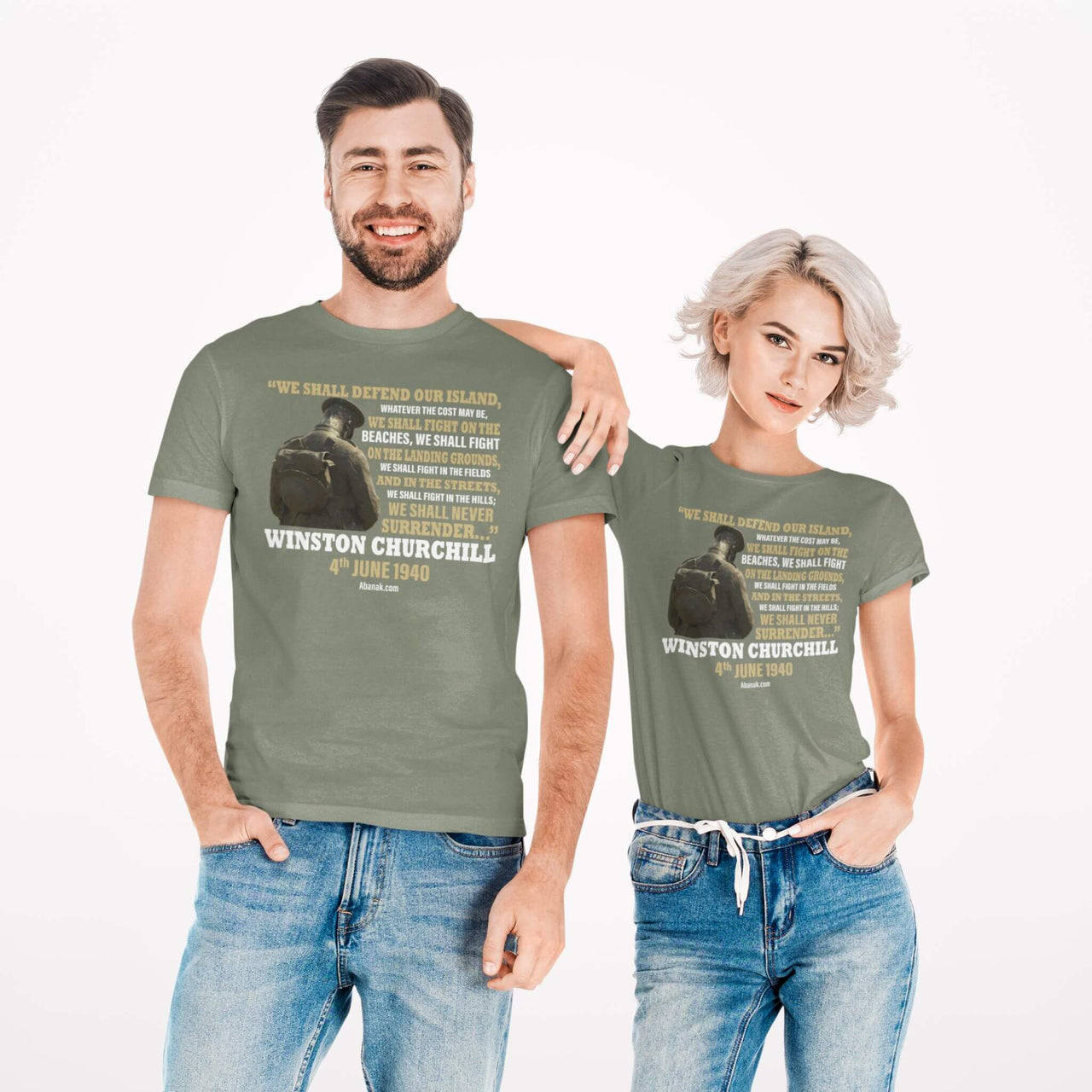 We Shall Never Surrender - Winston Churchill Inspirational Quote - Unisex Vintage Tee