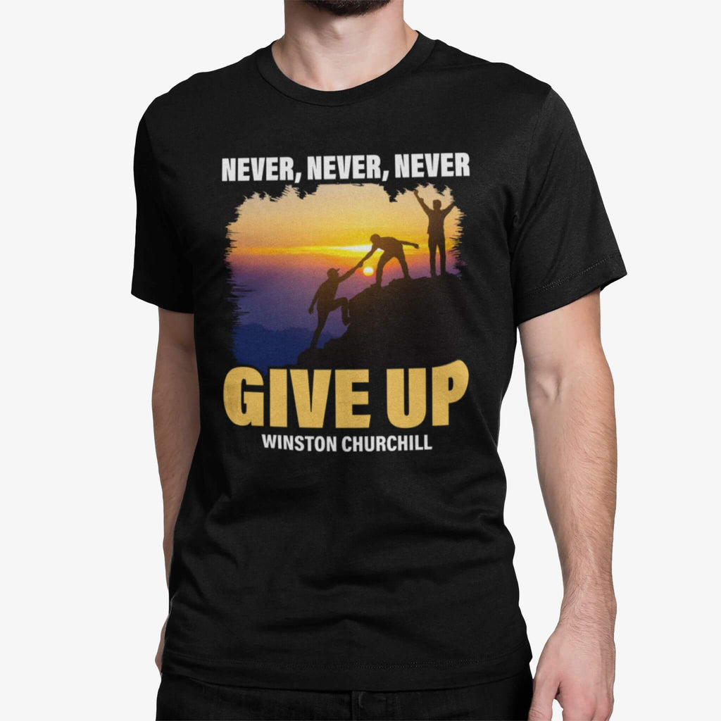 Never, Never, Never Give Up - Winston Churchill Quote - Men's Vintage Tee