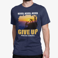Thumbnail for Never, Never, Never Give Up - Winston Churchill Quote - Men's Vintage Tee